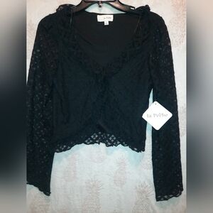 Black Lace Women Top Size M